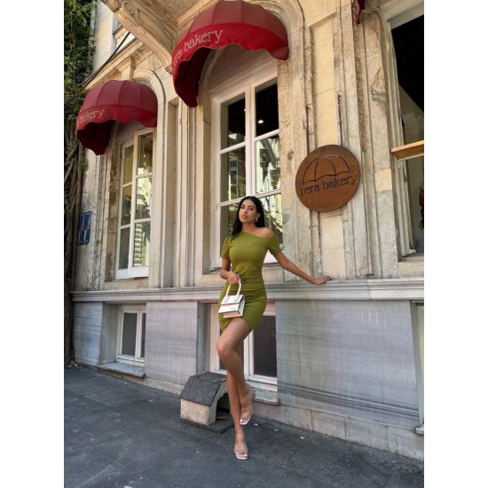 223887 TOPTAN YEŞİL ELBİSE