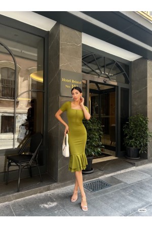 223893 TOPTAN YEŞİL ELBİSE