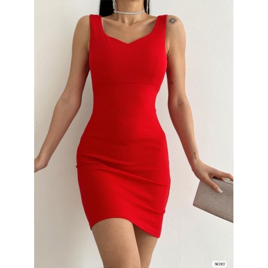 223923 TOPTAN KIRMIZI ELBİSE