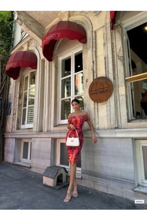 223940 TOPTAN DESENLİ ELBİSE