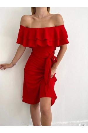 224038 TOPTAN KIRMIZI ELBİSE