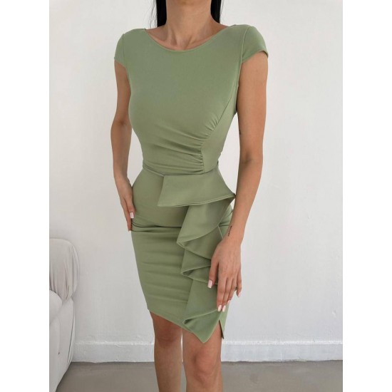 224069 TOPTAN SU YEŞİL ELBİSE