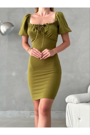 224079 TOPTAN YEŞİL ELBİSE