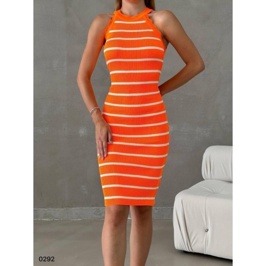 224106 TOPTAN ÇİZGİLİ ELBİSE