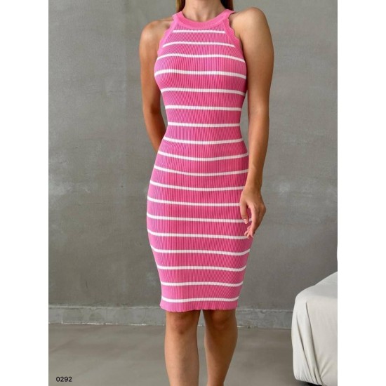 224107 TOPTAN ÇİZGİLİ ELBİSE