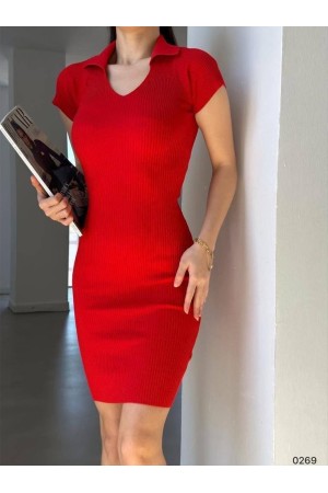 224144 TOPTAN KIRMIZI ELBİSE