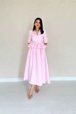 224663 TOPTAN PEMBE ELBİSE