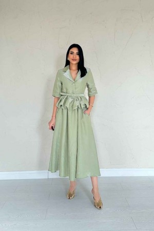 224665 TOPTAN SU YEŞİL ELBİSE