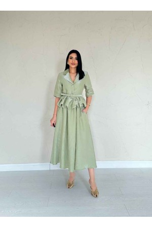 224665 TOPTAN SU YEŞİL ELBİSE