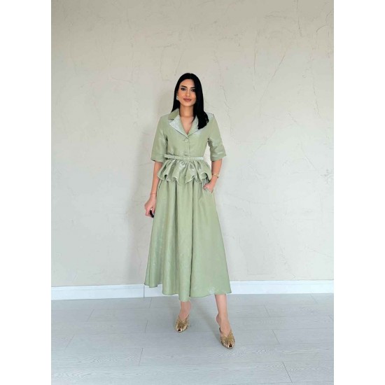 224665 TOPTAN SU YEŞİL ELBİSE