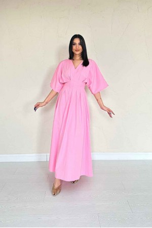 224677 TOPTAN PEMBE ELBİSE