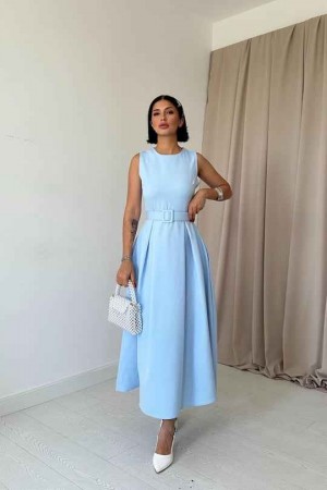 224680 TOPTAN BEBE MAVİ ELBİSE