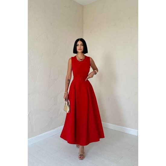 224681 TOPTAN KIRMIZI ELBİSE