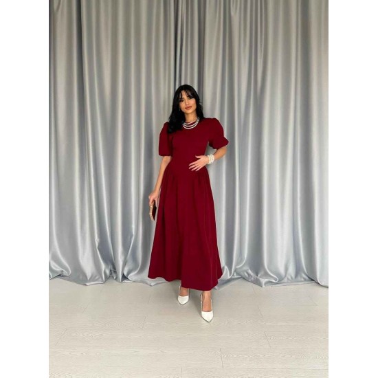 224689 TOPTAN BORDO ELBİSE