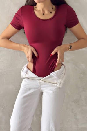 224704 TOPTAN BORDO BODYSUIT