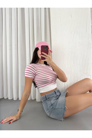 224713 TOPTAN ÇİZGİLİ CROP