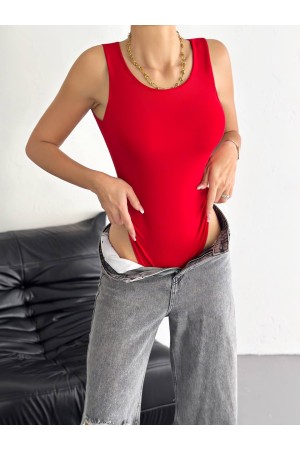 224800 TOPTAN KIRMIZI BODYSUIT