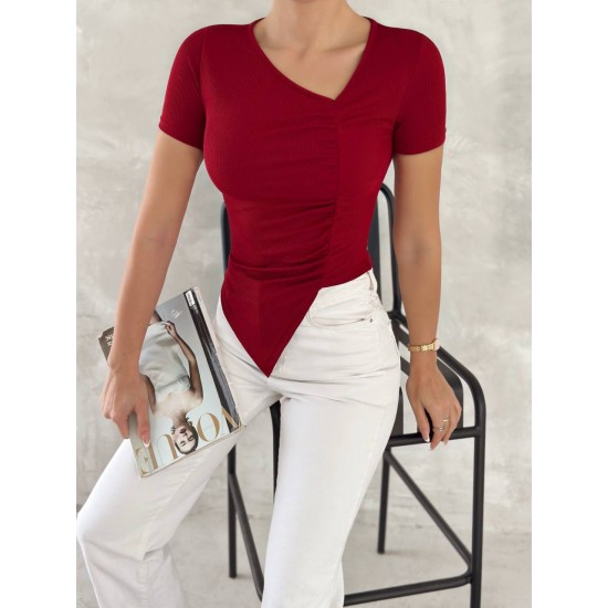 224881 TOPTAN KIRMIZI BLUZ