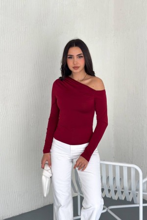 224953 TOPTAN BORDO BLUZ