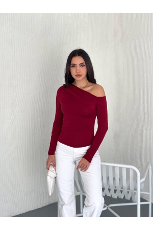 224953 TOPTAN BORDO BLUZ