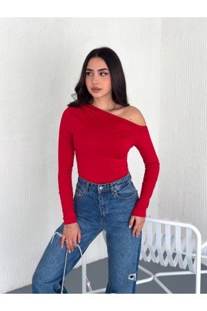 224956 TOPTAN KIRMIZI BLUZ