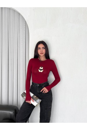 224960 TOPTAN BORDO BLUZ