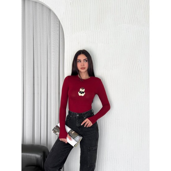 224960 TOPTAN BORDO BLUZ