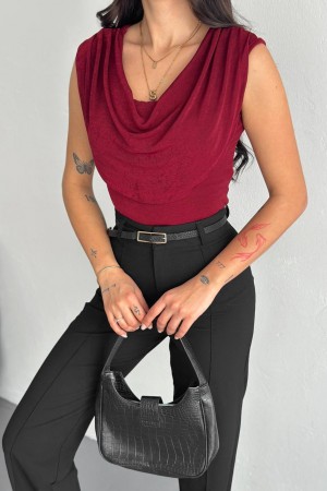 224963 TOPTAN BORDO BLUZ