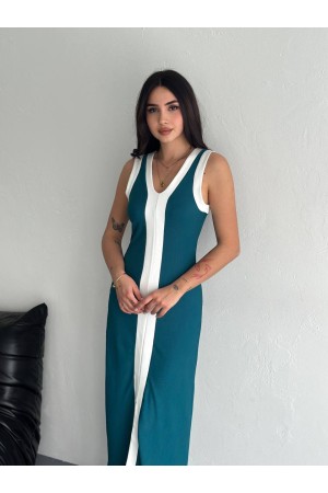 224970 TOPTAN ZÜMRÜT YEŞİL ELBİSE