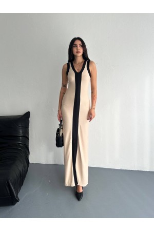 224971 TOPTAN KREM ELBİSE