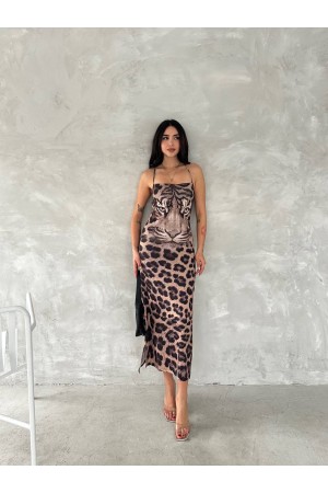 224973 TOPTAN LEOPAR ELBİSE