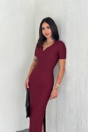224976 burgundy DRESS