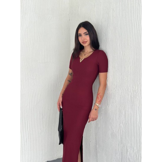 224976 burgundy DRESS