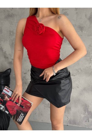 225007 TOPTAN KIRMIZI BLUZ