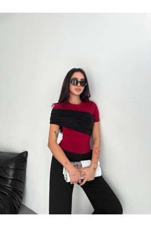 225023 TOPTAN BORDO BLUZ