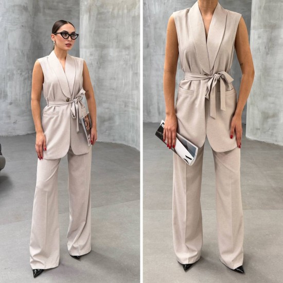 225060 TOPTAN EKRU PANTOLON TAKIM