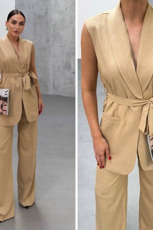 225061 TOPTAN KREM PANTOLON TAKIM