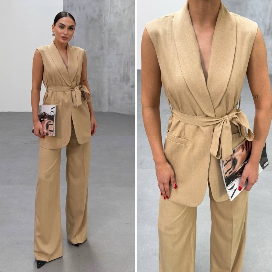 225061 TOPTAN KREM PANTOLON TAKIM