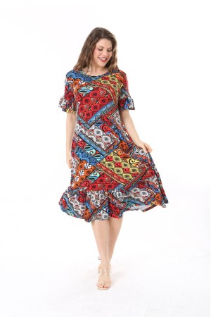 225352 TOPTAN DESENLİ ELBİSE