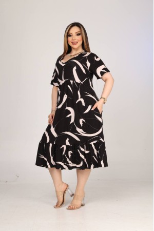 225389 TOPTAN DESENLİ ELBİSE