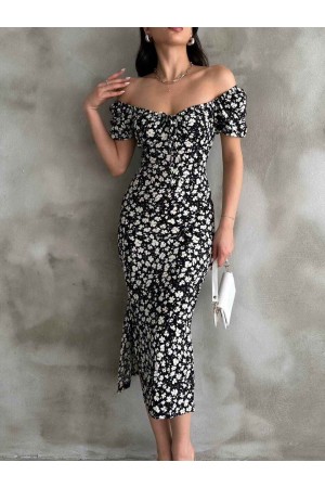 225687 TOPTAN DESENLİ ELBİSE