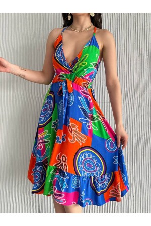 225716 TOPTAN DESENLİ ELBİSE