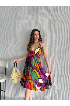 225717 TOPTAN DESENLİ ELBİSE