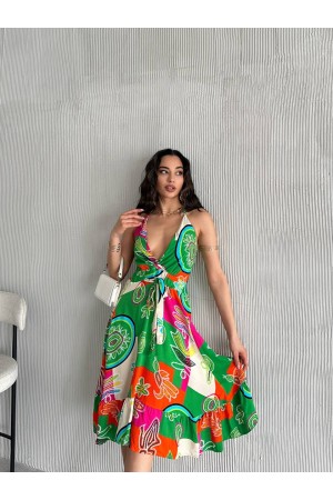 225718 TOPTAN DESENLİ ELBİSE