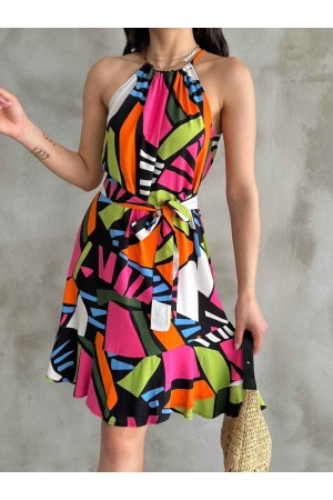 225724 TOPTAN DESENLİ ELBİSE