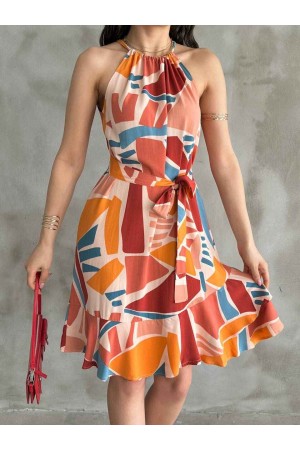 225731 TOPTAN DESENLİ ELBİSE