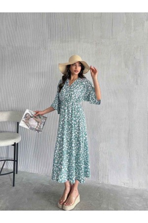 225742 TOPTAN DESENLİ ELBİSE