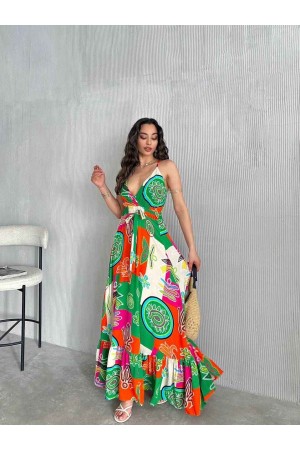 225743 TOPTAN DESENLİ ELBİSE