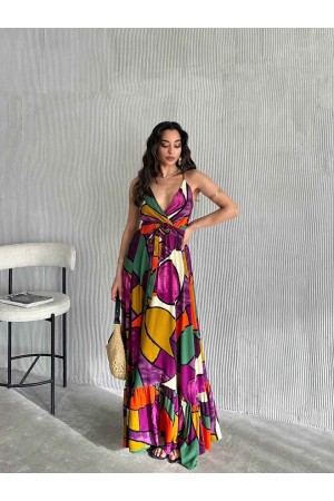 225747 TOPTAN DESENLİ ELBİSE