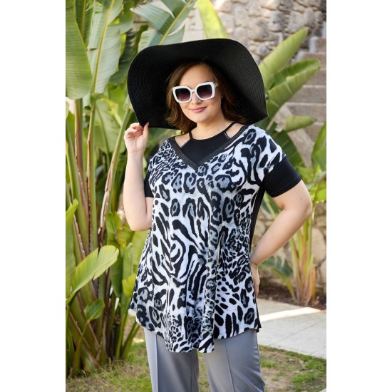 226333 узорчатый БЛУЗКА